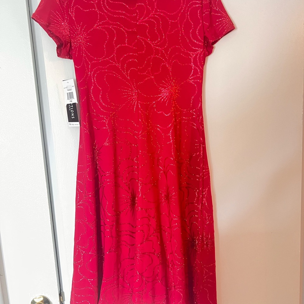 Perceptions Red Asymmetrical Wrap Dress - Picture 11 of 11